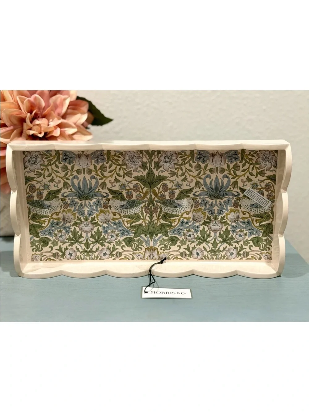 Morris & Co Strawberry Thief Scalloped Decorative Vanity Tray 12